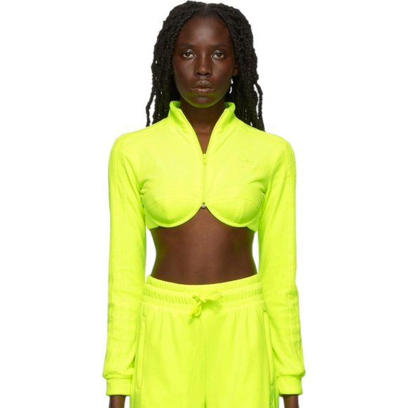 Adidas Originals x Jeremy Scott Velour Track Jacket Womens Size M Neon Yellow - Picture 1 of 8